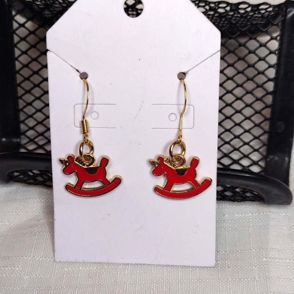Red Rocking Horse Earrings